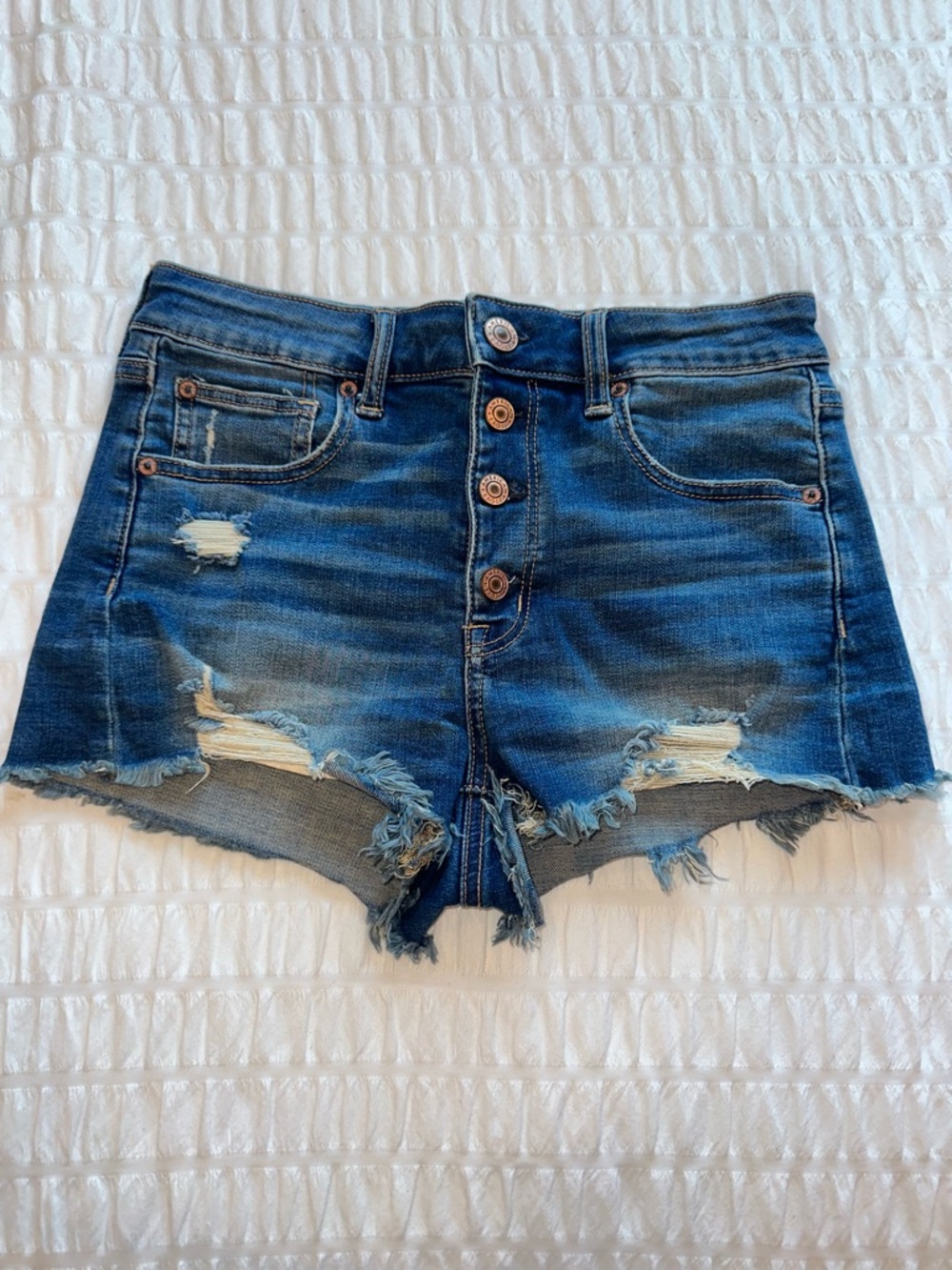 American Eagle Outfitters Distressed Button-Fly Denim Shorts